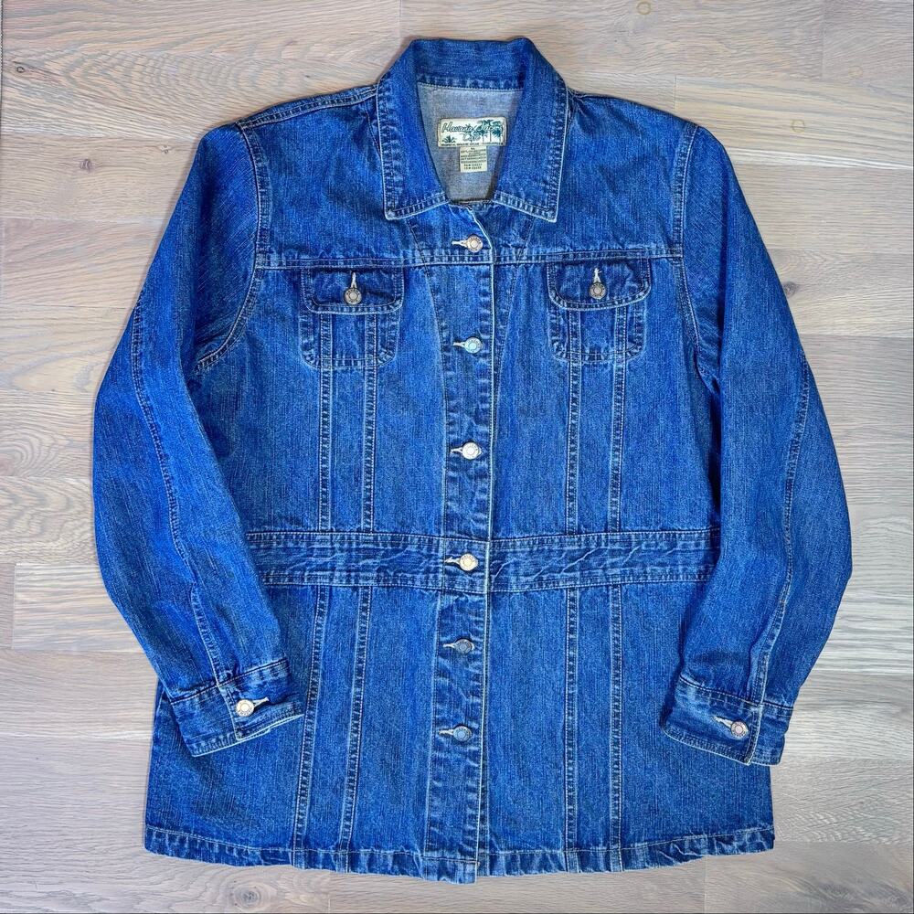 VTG Y2K Havana Jacks Cafe Denim Chore Jacket Longline Western Americana Women XL - Picture 7 of 7